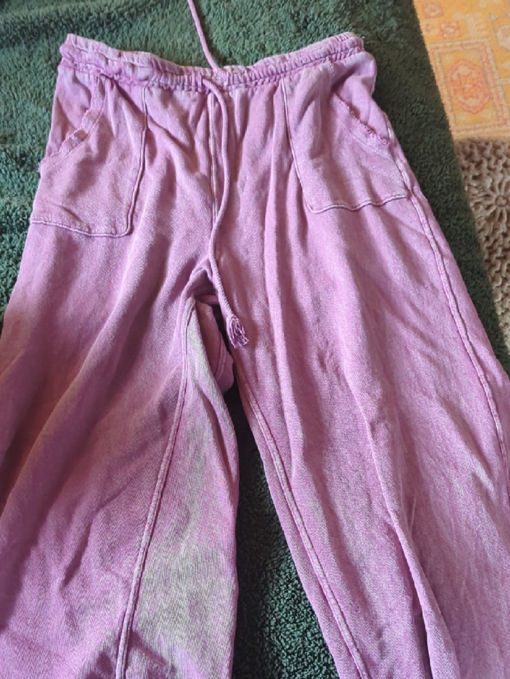 Wide Leg Drawstring Lounge Pants - Pink - Picture 4 of 5